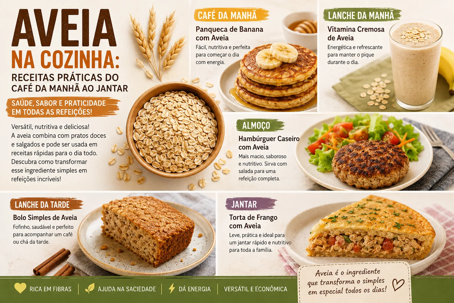 Aveia na Cozinha: Receitas Práticas do Café da Manhã ao Jantar