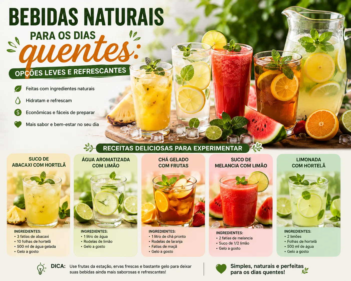 Bebidas Naturais Para os Dias Quentes